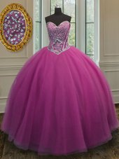 Dynamic Lilac Sleeveless Beading Floor Length Sweet 16 Dresses