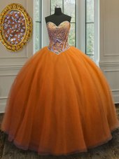 Modest Sleeveless Beading Lace Up Quinceanera Dress