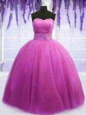 High End Sweetheart Sleeveless Lace Up Sweet 16 Quinceanera Dress Lilac Tulle