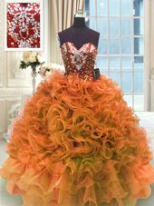 Dramatic Sleeveless Ruffles Lace Up Sweet 16 Dresses
