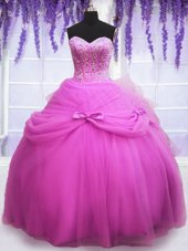 Charming Sleeveless Beading and Sequins and Bowknot Lace Up Quinceanera Dress