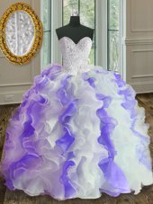 Sophisticated Sleeveless Beading and Ruffles Lace Up Vestidos de Quinceanera