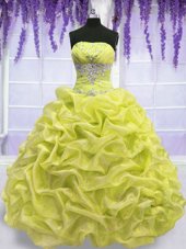 New Arrival Organza Sleeveless Floor Length Quinceanera Gowns and Beading