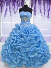 Captivating Organza Sleeveless Floor Length Quinceanera Gowns and Beading