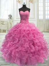 Amazing Organza Sleeveless Floor Length Quinceanera Dresses and Beading and Ruffles