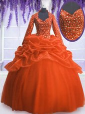 Custom Fit Long Sleeves Zipper Floor Length Sequins and Pick Ups Quince Ball Gowns