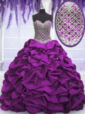 Trendy Sleeveless Beading and Sequins and Pick Ups Lace Up Sweet 16 Quinceanera Dress
