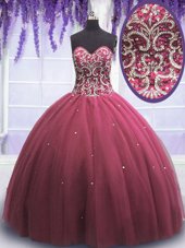 Exceptional Tulle Sleeveless Floor Length Quinceanera Dress and Beading and Appliques