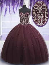 Colorful Dark Purple Lace Up 15 Quinceanera Dress Beading and Appliques Sleeveless Floor Length