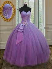 Low Price Floor Length Lilac 15th Birthday Dress Sweetheart Sleeveless Lace Up