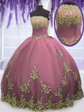 Stunning Appliques Sweet 16 Dress Lilac Zipper Sleeveless Floor Length