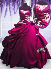 Captivating Pick Ups Floor Length Fuchsia Vestidos de Quinceanera Strapless Sleeveless Lace Up