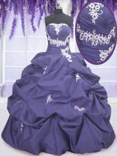 Excellent Lavender Lace Up Quince Ball Gowns Appliques and Pick Ups Sleeveless Floor Length