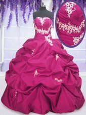Unique Pick Ups Floor Length Fuchsia 15th Birthday Dress Strapless Sleeveless Lace Up