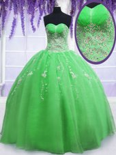 Sweet Floor Length Quinceanera Gown Organza Sleeveless Beading and Embroidery