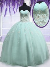 Exceptional Light Blue Sleeveless Beading and Embroidery Floor Length Quince Ball Gowns