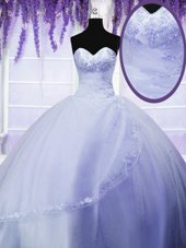 Dazzling Purple Sweetheart Neckline Appliques Sweet 16 Quinceanera Dress Sleeveless Lace Up