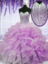 Vintage Floor Length Ball Gowns Sleeveless Lilac Ball Gown Prom Dress Zipper
