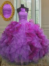Floor Length Multi-color Quinceanera Dress Strapless Sleeveless Lace Up