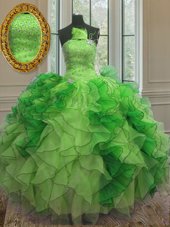 Charming Floor Length Lace Up Vestidos de Quinceanera Multi-color and In for Military Ball and Sweet 16 and Quinceanera with Beading and Ruffles