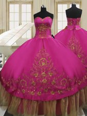 Top Selling Taffeta Sleeveless Floor Length Quince Ball Gowns and Beading and Embroidery