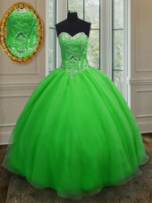 Graceful Sweetheart Sleeveless Organza Quinceanera Gown Beading and Belt Lace Up