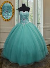 Stylish Floor Length Ball Gowns Sleeveless Light Blue Quinceanera Dress Lace Up