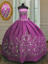 Elegant Floor Length Ball Gowns Sleeveless Fuchsia Sweet 16 Dresses Lace Up