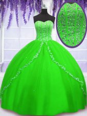 Suitable Floor Length Lace Up 15 Quinceanera Dress for Military Ball and Sweet 16 and Quinceanera with Beading