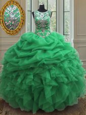 Beauteous Pick Ups Ball Gowns Quince Ball Gowns Scoop Organza Sleeveless Floor Length Lace Up