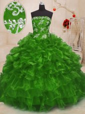 Modern Beading and Appliques 15th Birthday Dress Lace Up Sleeveless Floor Length