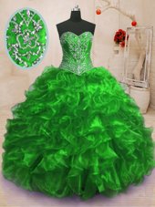 Designer Sweetheart Neckline Beading and Ruffles Quinceanera Dress Sleeveless Lace Up