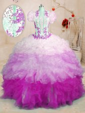 Eye-catching With Train Multi-color Vestidos de Quinceanera Sweetheart Sleeveless Brush Train Lace Up