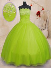 Artistic Sleeveless Lace Up Floor Length Beading Quinceanera Dress