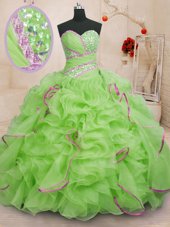 Hot Selling With Train Ball Gowns Sleeveless Sweet 16 Dresses Brush Train Lace Up