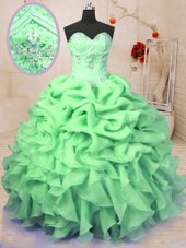 Excellent Ball Gowns Beading and Ruffles and Pick Ups Sweet 16 Dress Lace Up Organza Sleeveless Floor Length