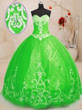 Quinceanera Dress Military Ball and Sweet 16 and Quinceanera and For with Beading and Appliques Sweetheart Sleeveless Lace Up