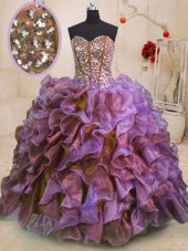 Simple Ball Gowns Sweet 16 Quinceanera Dress Multi-color Sweetheart Organza Sleeveless Floor Length Lace Up