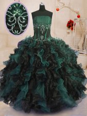 Multi-color Sleeveless Organza Lace Up Quinceanera Dress for Military Ball and Sweet 16 and Quinceanera