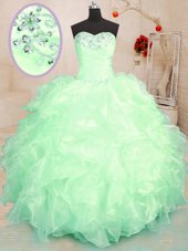 Admirable Ball Gowns Quinceanera Gown Sweetheart Organza Sleeveless Floor Length Lace Up
