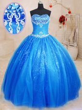 Smart Royal Blue Sleeveless Beading and Appliques Floor Length Sweet 16 Quinceanera Dress