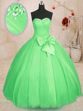 Trendy Sleeveless Lace Up Floor Length Beading and Bowknot Quinceanera Dress