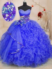 Trendy Sleeveless Beading and Ruffles Lace Up 15 Quinceanera Dress