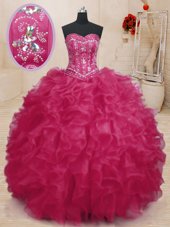 Affordable Organza Sleeveless Floor Length Quinceanera Gown and Beading and Ruffles