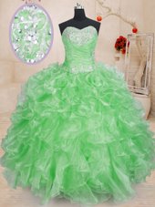 Luxury Floor Length Quinceanera Gowns Sweetheart Sleeveless Lace Up