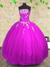 Lovely Sleeveless Lace Up Floor Length Appliques and Ruching Quinceanera Dress