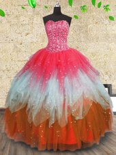 Great Ruffled Floor Length Ball Gowns Sleeveless Multi-color Sweet 16 Dresses Lace Up