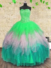 Pretty Sequins Floor Length Ball Gowns Sleeveless Multi-color Ball Gown Prom Dress Lace Up