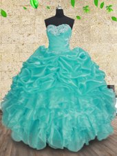 Fantastic Sleeveless Lace Up Floor Length Beading and Ruffles and Ruching Vestidos de Quinceanera