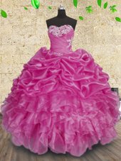 Captivating Sleeveless Beading and Appliques and Ruffles and Ruching Lace Up Quinceanera Gowns